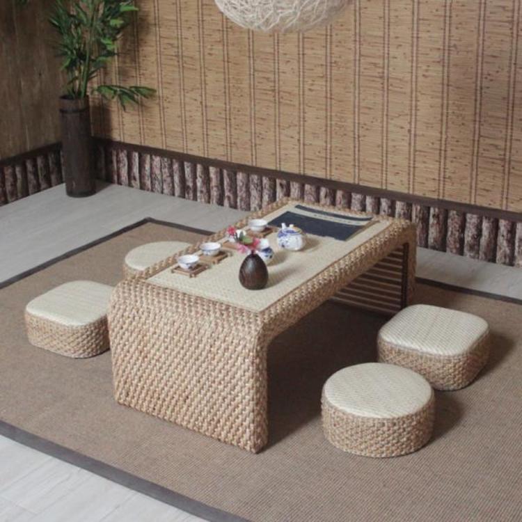 일본 전통 고급 다다미 라탄 테이블